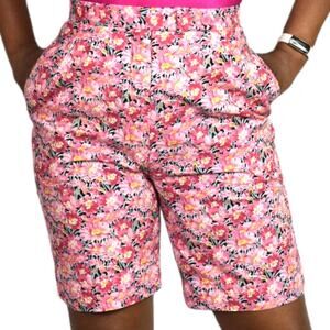 Vintage Liberty of London Bermuda Shorts Pink Floral High Waist Tropical 2 XS